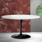 Masă de cafea Saarinen Tulip, H 41 cm, ceramică Florim albă mată - stacojiu Viadurini