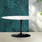 Masă de cafea Saarinen Tulip, H 41 cm, ceramică Florim albă lucioasă - stacojiu Viadurini