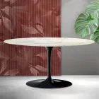 Masă de cafea Saarinen Tulip, H 41 cm, din ceramică Florim Calacatta aurie mată - Scarlet Viadurini