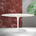 Masă de cafea Saarinen Tulip, H 41 cm, din ceramică Florim Calacatta aurie mată - Scarlet