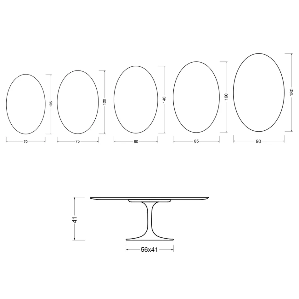 Masă de cafea Saarinen Tulip, H 41 cm, din ceramică mată Florim Statuario - Stacojiu Viadurini