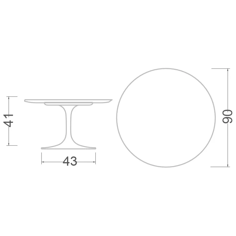 Masuta de cafea Tulip Saarinen H 41 cu blat laminat lichid alb Made in Italy - Scarlet Viadurini