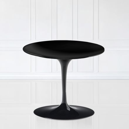 Masuta de cafea Tulip Saarinen H 41 cu blat laminat lichid negru Made in Italy - Scarlet Viadurini