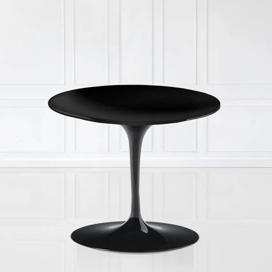 Masuta de cafea Tulip Saarinen H 41 cu blat laminat lichid negru Made in Italy - Scarlet Viadurini