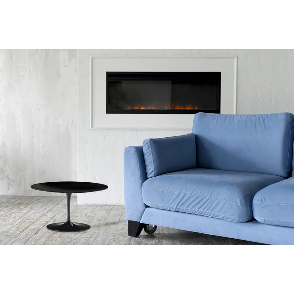 Masuta de cafea Tulip Saarinen H 41 cu blat laminat lichid negru Made in Italy - Scarlet Viadurini