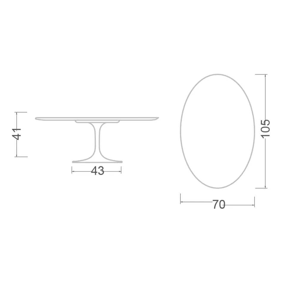 Masuta de cafea Tulip Saarinen H 41 cu blat oval din laminat lichid alb Made in Italy - Scarlet Viadurini