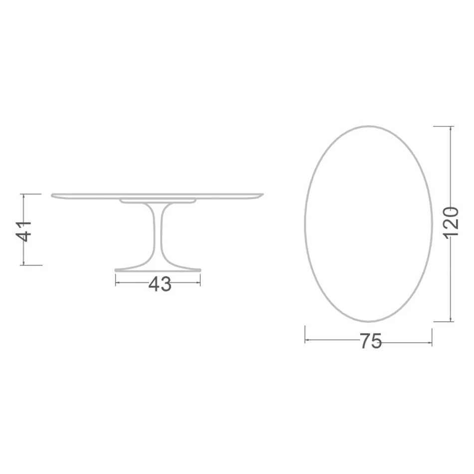 Masuta de cafea Tulip Saarinen H 41 din laminat lichid alb oval Made in Italy - Scarlet Viadurini