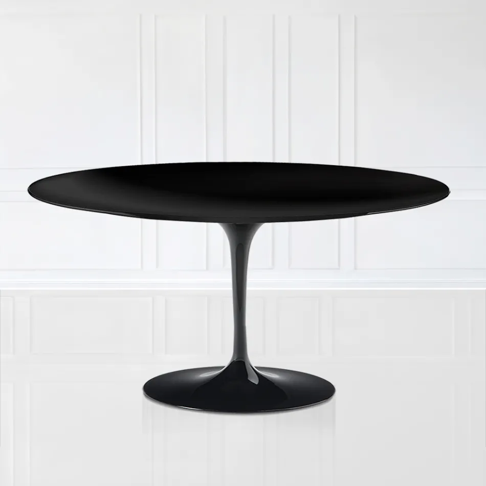 Masuta de cafea Tulip Saarinen H 41 din laminat lichid oval negru Made in Italy - Scarlet Viadurini