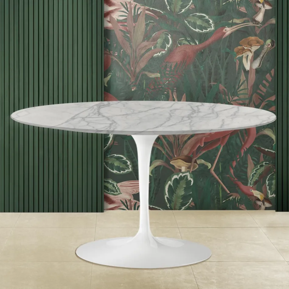 Masuta de cafea Tulip Saarinen H 41 din marmura Statuarietto Carrara Made in Italy - Scarlet Viadurini