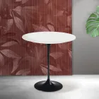 Masă de cafea Saarinen Tulip, H 52 cm, ceramică Florim albă mată - stacojiu Viadurini