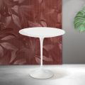 Masă de cafea Saarinen Tulip, H 52 cm, ceramică Florim albă mată - stacojiu