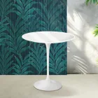 Masă de cafea Saarinen Tulip, H 52 cm, ceramică Florim albă lucioasă - stacojiu Viadurini