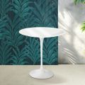 Masă de cafea Saarinen Tulip, H 52 cm, ceramică Florim albă lucioasă - stacojiu
