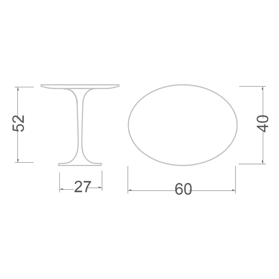 Masuta de cafea Tulip Saarinen H 52 cu blat oval din laminat lichid alb Made in Italy - Scarlet Viadurini