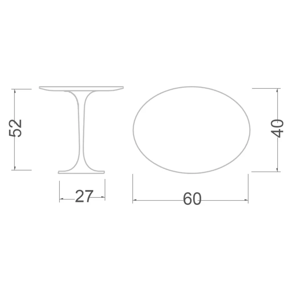Masuta de cafea Tulip Saarinen H 52 cu blat oval din marmura Caracatta aurie Made in Italy - Stacojiu Viadurini