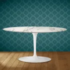 Masă de cafea Saarinen Tulip Ovală H 41 din ceramică Aura 22 Fabricată în Italia - Scarlet Viadurini