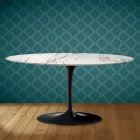 Masă de cafea Saarinen Tulip, ovală, H 41 cm, ceramică Aura 22, fabricată în Italia - Scarlet Viadurini