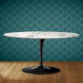 Masă de cafea Saarinen Tulip Ovală H 41 din ceramică Aura 22 Fabricată în Italia - Scarlet