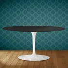 Masă de cafea Saarinen Tulip, ovală, H 41 cm, ceramică Domoos, fabricată în Italia - Scarlet Viadurini