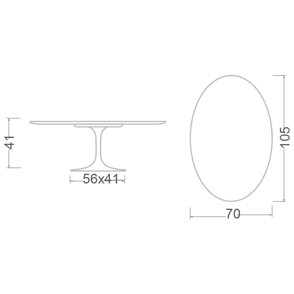 Masă de cafea Saarinen Tulip, ovală, H 41 cm, ceramică Domoos, fabricată în Italia - Scarlet Viadurini
