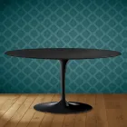 Masă de cafea Saarinen Tulip, ovală, H 41 cm, ceramică Domoos, fabricată în Italia - Scarlet Viadurini
