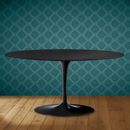 Masă de cafea Saarinen Tulip, ovală, H 41 cm, ceramică Domoos, fabricată în Italia - Scarlet Viadurini