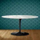 Masă de cafea Saarinen Tulip, ovală, H 41 cm, ceramică lucioasă, fabricată în Italia - Scarlet Viadurini