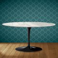 Masă de cafea Saarinen Tulip, ovală, H 41 cm, ceramică lucioasă, fabricată în Italia - Scarlet