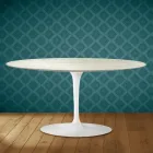 Masă de cafea Saarinen Tulip, ovală, H 41 cm, ceramică Marmorio, fabricată în Italia - Scarlet Viadurini