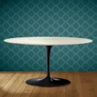 Masă de cafea Saarinen Tulip, ovală, H 41 cm, ceramică Marmorio, fabricată în Italia - Scarlet Viadurini