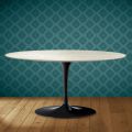 Masă de cafea Saarinen Tulip, ovală, H 41 cm, ceramică Marmorio, fabricată în Italia - Scarlet