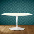 Masă de cafea Saarinen Tulip, ovală, H 41 cm, ceramică Moonè, fabricată în Italia - Scarlet Viadurini