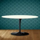 Masă de cafea Saarinen Tulip, ovală, H 41 cm, ceramică Moonè, fabricată în Italia - Scarlet Viadurini