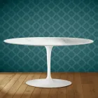 Masă de cafea ovală Saarinen Tulip, 41 cm, în ceramică Salina, fabricată în Italia - stacojiu Viadurini