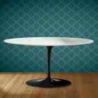 Masă de cafea ovală Saarinen Tulip, 41 cm, în ceramică Salina, fabricată în Italia - stacojiu Viadurini
