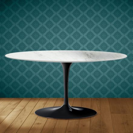 Masă de cafea ovală Saarinen Tulip, 41 cm, în ceramică Salina, fabricată în Italia - stacojiu Viadurini