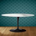 Masă de cafea ovală Saarinen Tulip, 41 cm, în ceramică Salina, fabricată în Italia - stacojiu