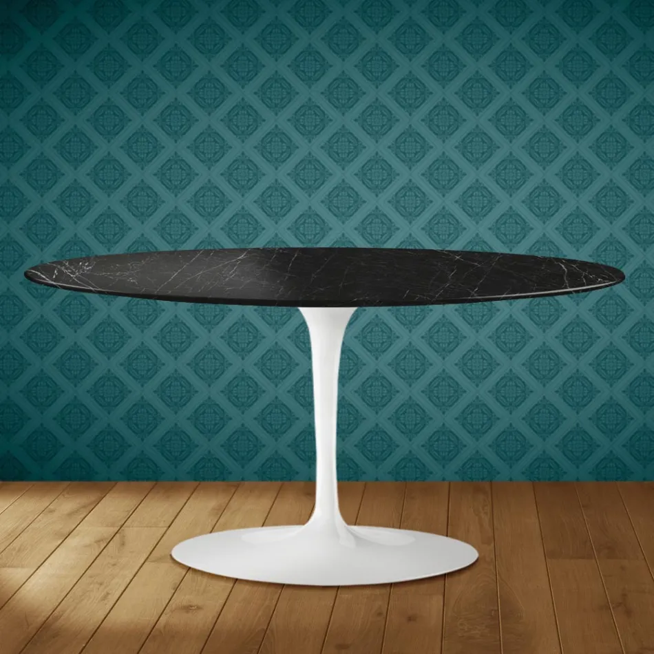 Masă de cafea Saarinen Oval Tulip H 41 în ceramică Somnia fabricată în Italia - Stacojiu Viadurini