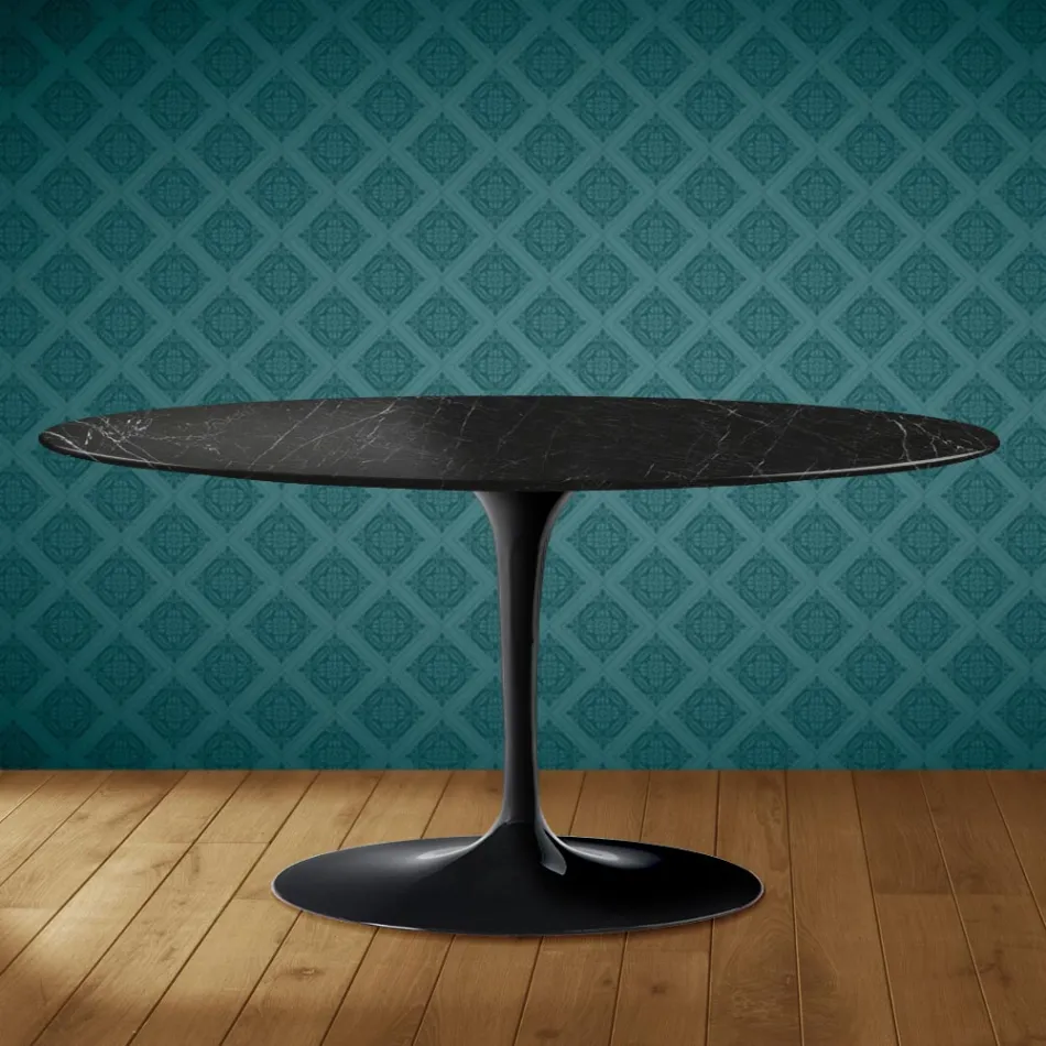 Masă de cafea Saarinen Oval Tulip H 41 în ceramică Somnia fabricată în Italia - Stacojiu Viadurini