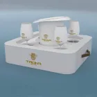 Masuta de cafea - tava plutitoare de design din piele faux nautice Trona Viadurini