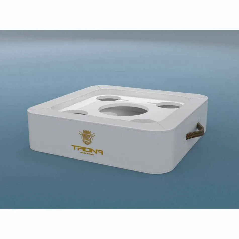 Masuta de cafea - tava plutitoare de design din piele faux nautice Trona Viadurini