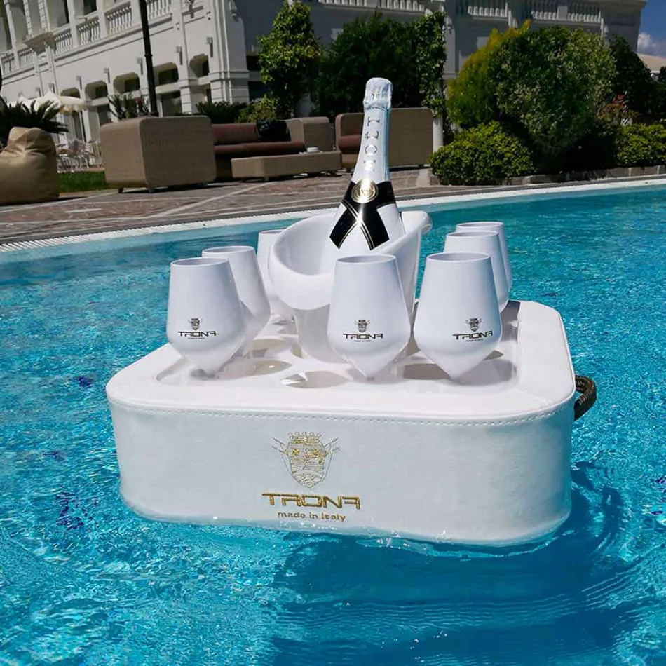 Mese de cafea - tavă plutitoare în piele ecologică nautică și plexiglas Trona Viadurini