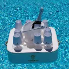 Mese de cafea - tavă plutitoare în piele ecologică nautică și plexiglas Trona Viadurini