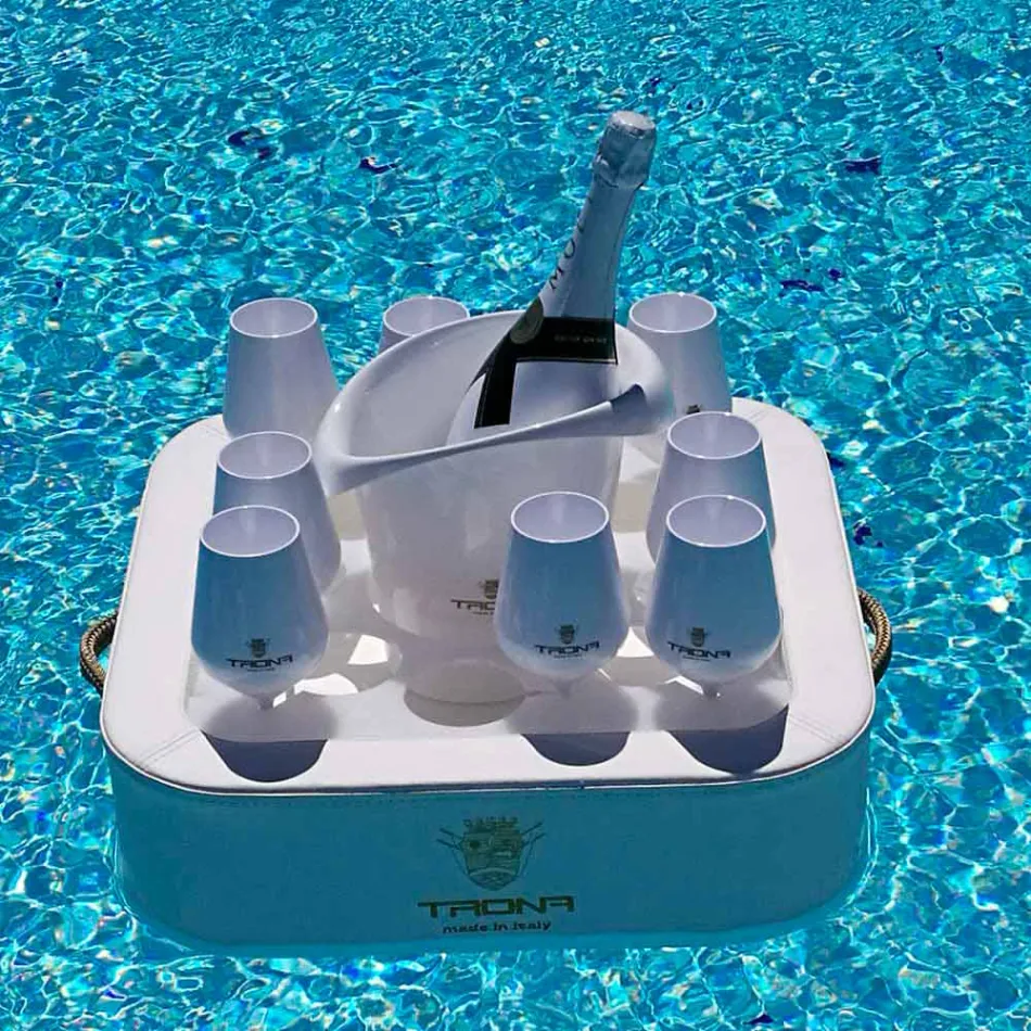 Mese de cafea - tavă plutitoare în piele ecologică nautică și plexiglas Trona Viadurini