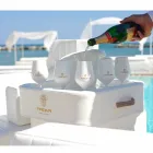 Masuta de cafea - tava plutitoare din piele faux și plexiglass nautice Trona Viadurini