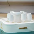 Mese de cafea - tavă plutitoare în piele ecologică nautică și plexiglas Trona Viadurini