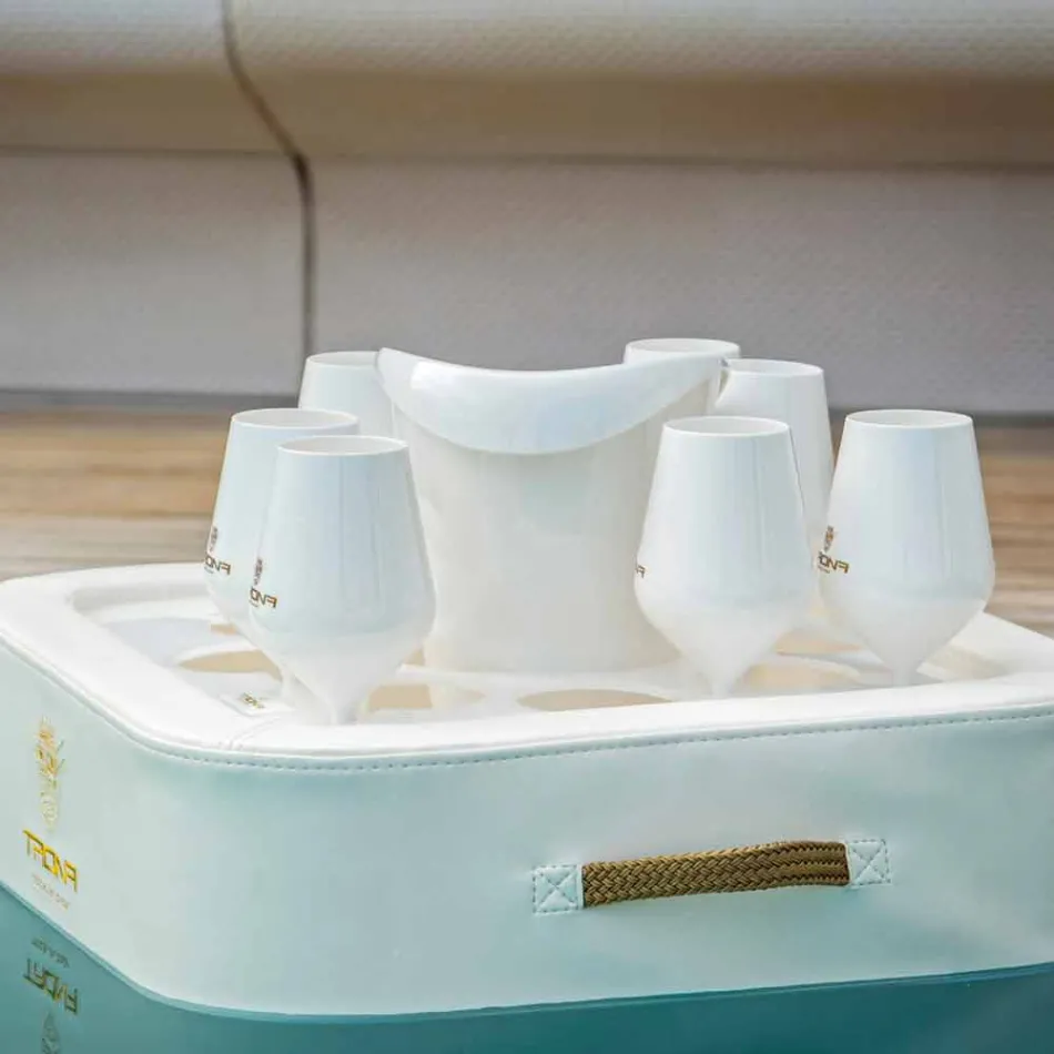 Mese de cafea - tavă plutitoare în piele ecologică nautică și plexiglas Trona Viadurini