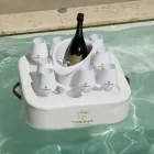 Mese de cafea - tavă plutitoare în piele ecologică nautică și plexiglas Trona Viadurini