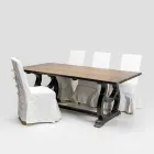 Masă din lemn de pin 200x100 cm cu bază de lavoar antică - Aieta Viadurini