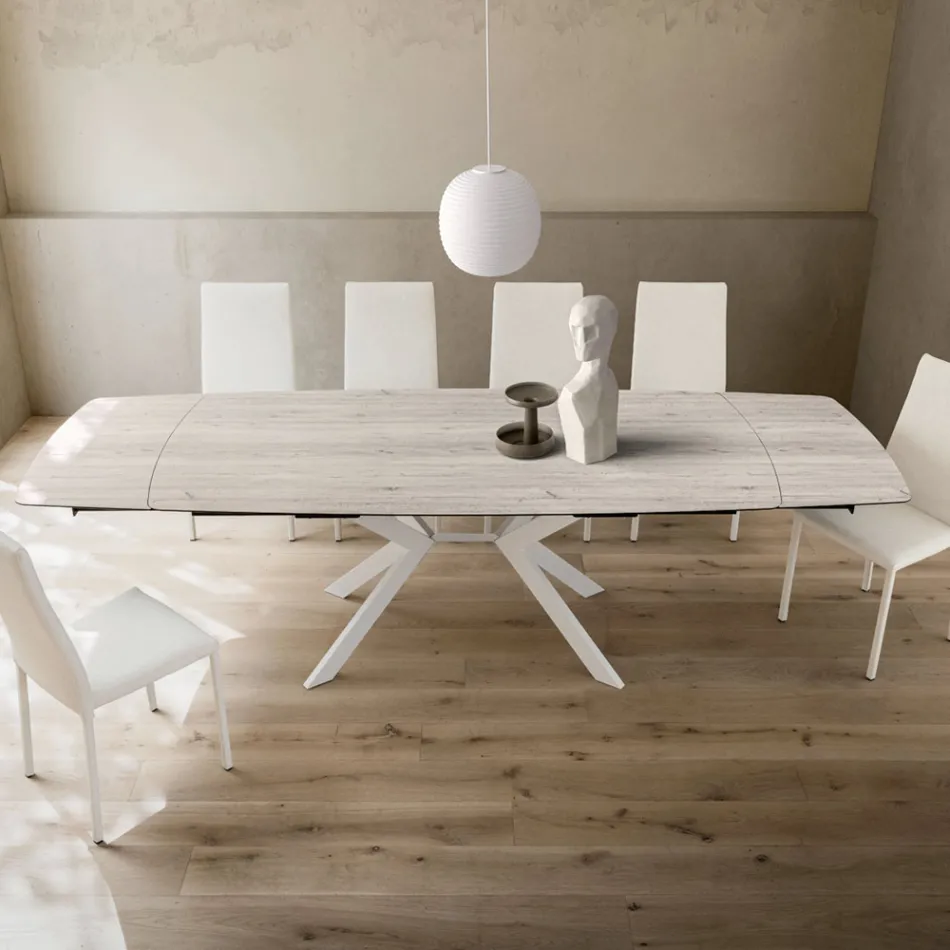 Masă extensibilă tip butoi până la 240 sau 280 cm din HPL și metal - Prezent Viadurini